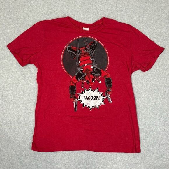 Marvel Other - Deadpool Marvel Men's Shirt Size Extra Large Red Graphic Tee Short Sleeve Taco